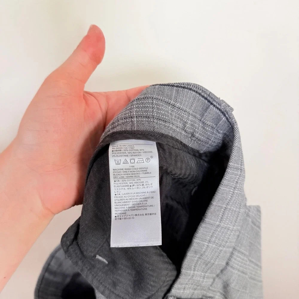 Banana Republic Slim-Tapered Fit Plaid Dress Pants Size 32x32 Gray